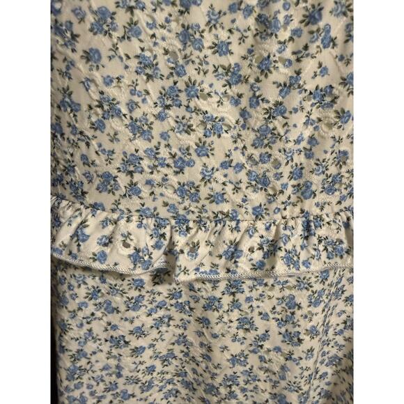 Altar’d State Blue Floral Eyelet Mini Dress Made USA Size XL - Picture 3 of 10